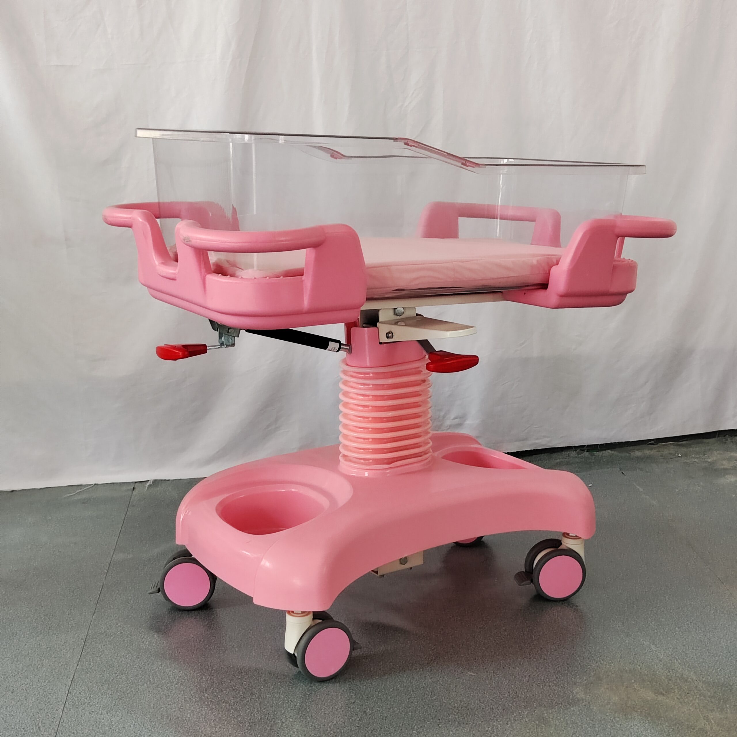 Color-coded medical trolley with distinct drawer colors for visual drug classification system