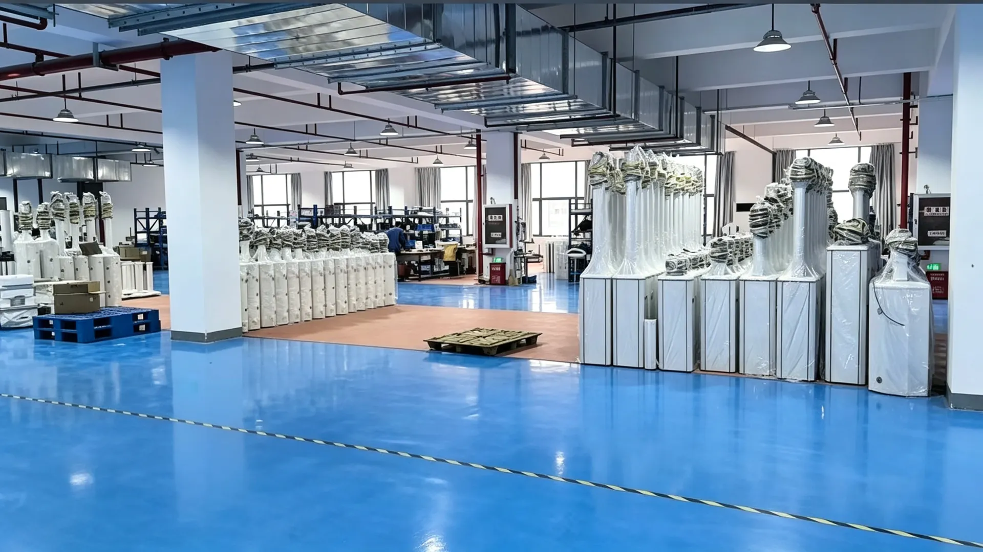 Medical pendant production line at Sanyang Medical factory showing quality control and assembly processes
