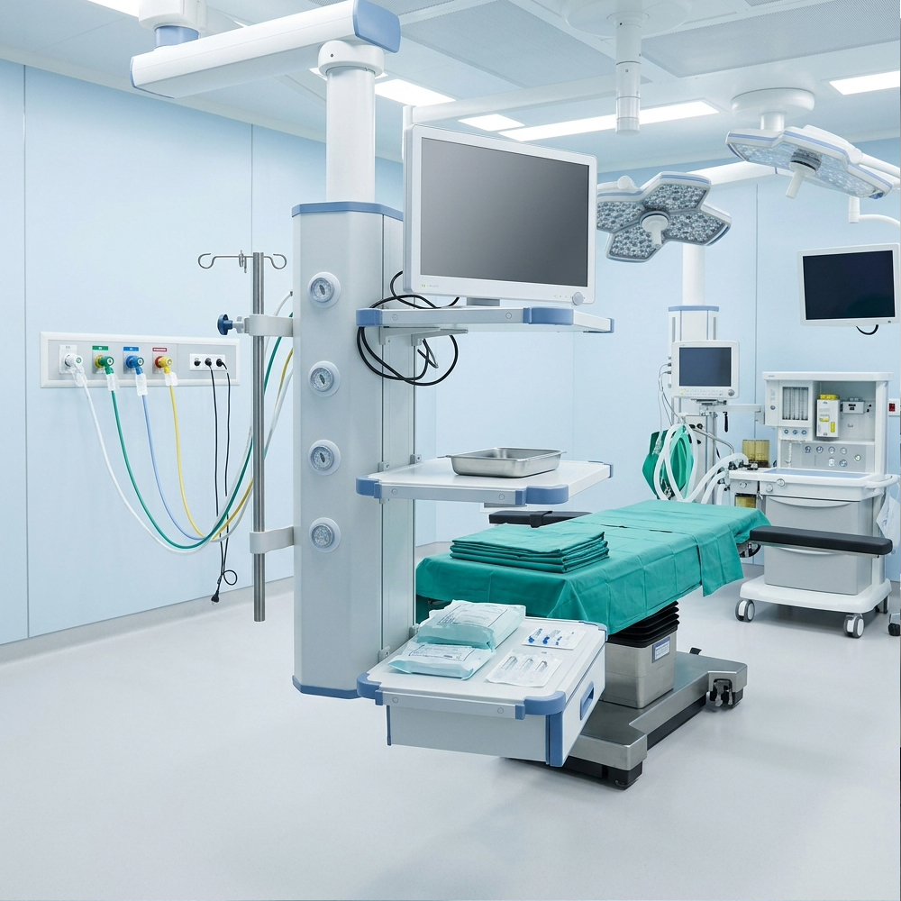 Double-arm medical pendant with articulated arms for operating room positioning